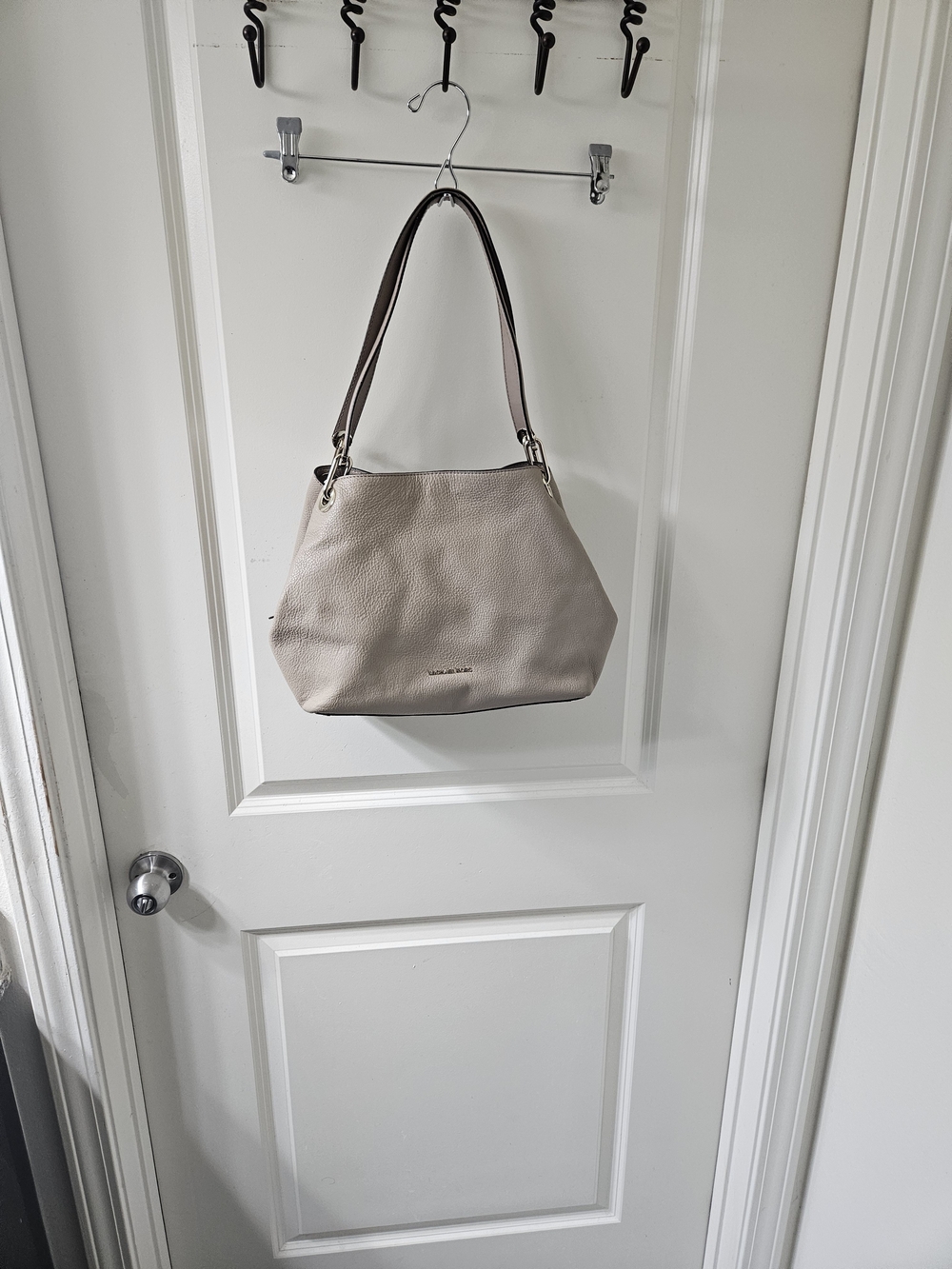 Michael Kors Pebbled Leather Shoulder Bag in Light Taupe